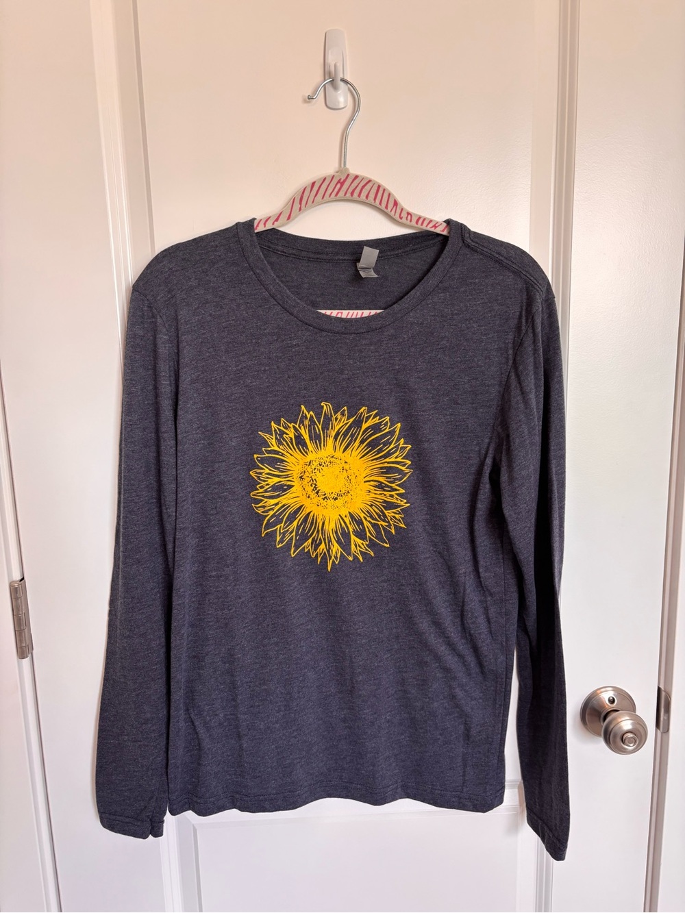 Next Level Apparel Long-Sleeve Sunflower Graphic Tee Yellow Navy Charcoal